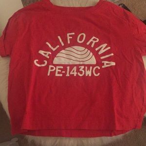 Red graphic crop top